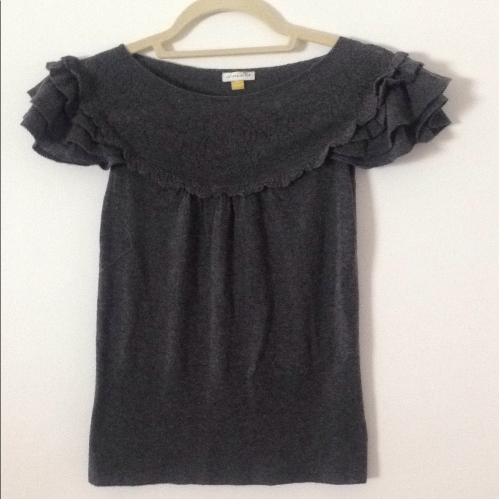 Adorable flutter sleeve cashmere sweater